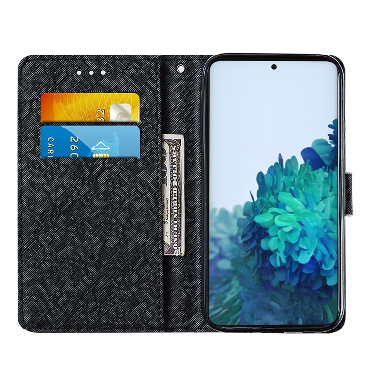 For Samsung Galaxy S21+ 5G Cross Texture Painting Pattern Horizontal Flip Leather Case with Holder & Card Slots & Wallet & Lanyard(Blue Butterfly Cat Eyes) For Samsung Galaxy S21+ 5G Cross Texture Painting Pattern Horizontal Flip Leather Case with Holder & Card Slots & Wallet & Lanyard(Blue Butterfly Cat Eyes)
