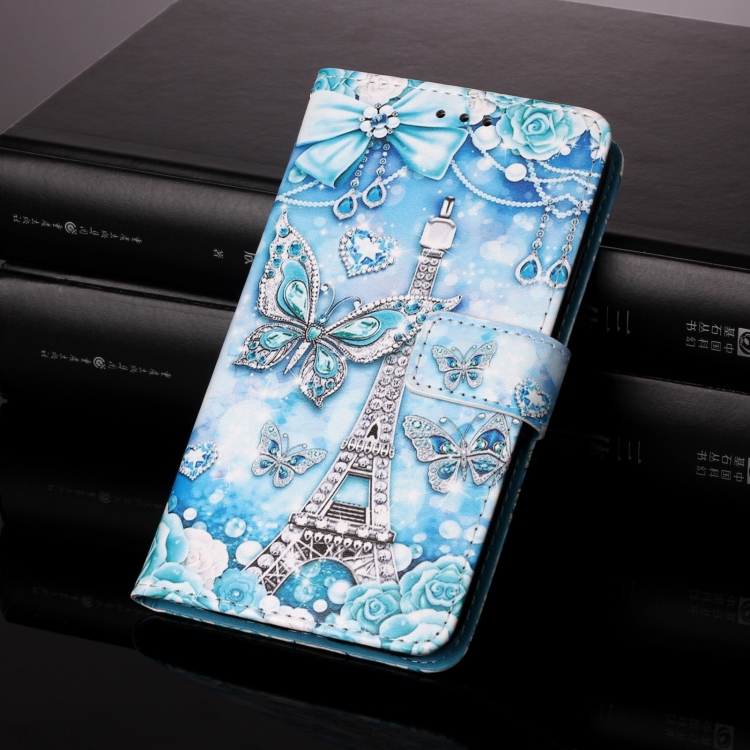 For Samsung Galaxy S21+ 5G Colored Drawing Pattern Plain Weave Horizontal Flip Leather Case with Holder & Card Slot & Wallet & Lanyard(Tower Butterfly)