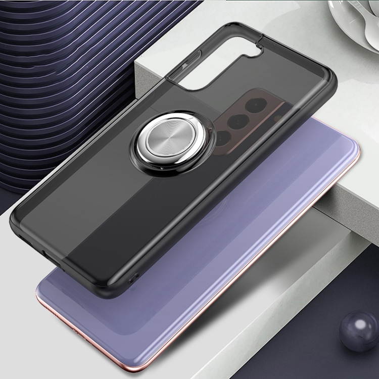 For Samsung Galaxy S21 Ultra 5G Pure Color Shockproof Transparent TPU + Acrylic Protective Case with Ring Holder(Black) For Samsung Galaxy S21 Ultra 5G Pure Color Shockproof Transparent TPU + Acrylic Protective Case with Ring Holder(Black)