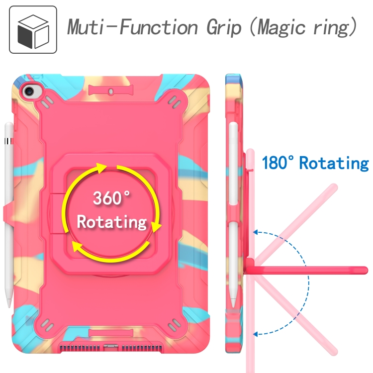 For iPad 10.2 2021 / 2020 / 2019 Contrast Color Shockproof Robot Silicone + PC Case with Wristband Holder(Camouflage + Rose Red) For iPad 10.2 2021 / 2020 / 2019 Contrast Color Shockproof Robot Silicone + PC Case with Wristband Holder(Camouflage + Rose Red)