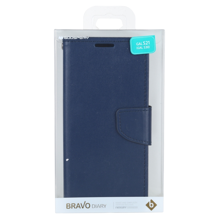 For Samsung Galaxy S21+ 5G GOOSPERY Bravo Diary Crazy Horse Texture Horizontal Flip Leather Case With Bracket & Card Slot & Wallet(Navy Blue) For Samsung Galaxy S21+ 5G GOOSPERY Bravo Diary Crazy Horse Texture Horizontal Flip Leather Case With Bracket & Card Slot & Wallet(Navy Blue)