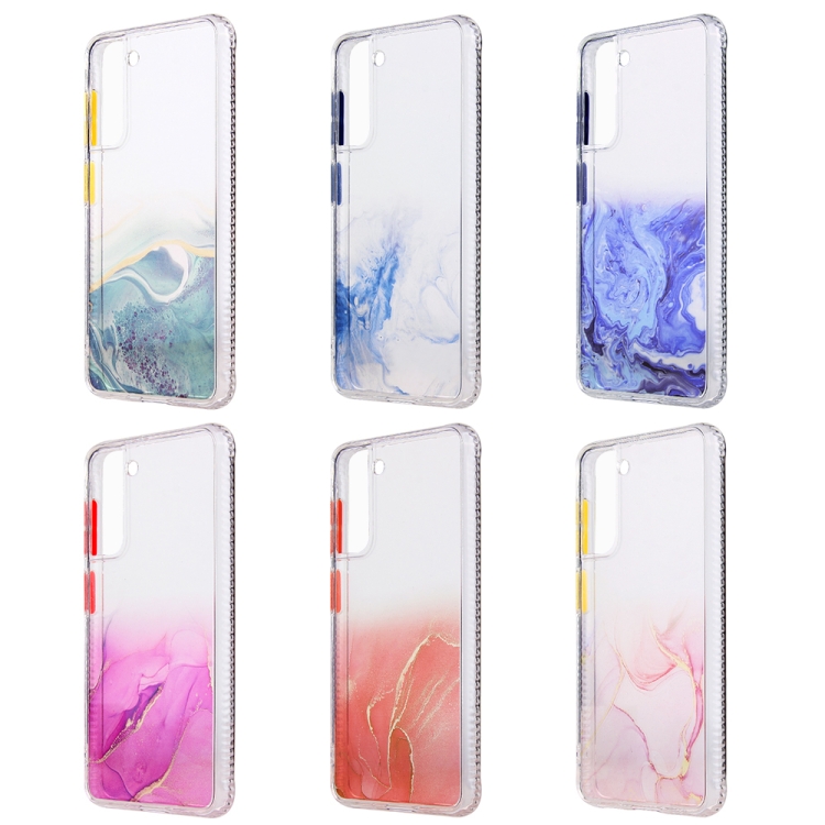 For Samsung Galaxy S21 5G Marble Texture TPU + PC Protective Case(White Pink) For Samsung Galaxy S21 5G Marble Texture TPU + PC Protective Case(White Pink)