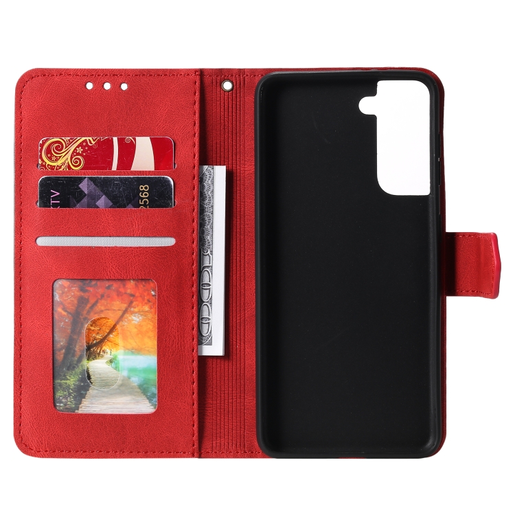 For Samsung Galaxy S21 Ultra 5G Stitching Calf Texture Horizontal Flip Leather Case with Holder & Card Slots & Wallet(Red) For Samsung Galaxy S21 Ultra 5G Stitching Calf Texture Horizontal Flip Leather Case with Holder & Card Slots & Wallet(Red)