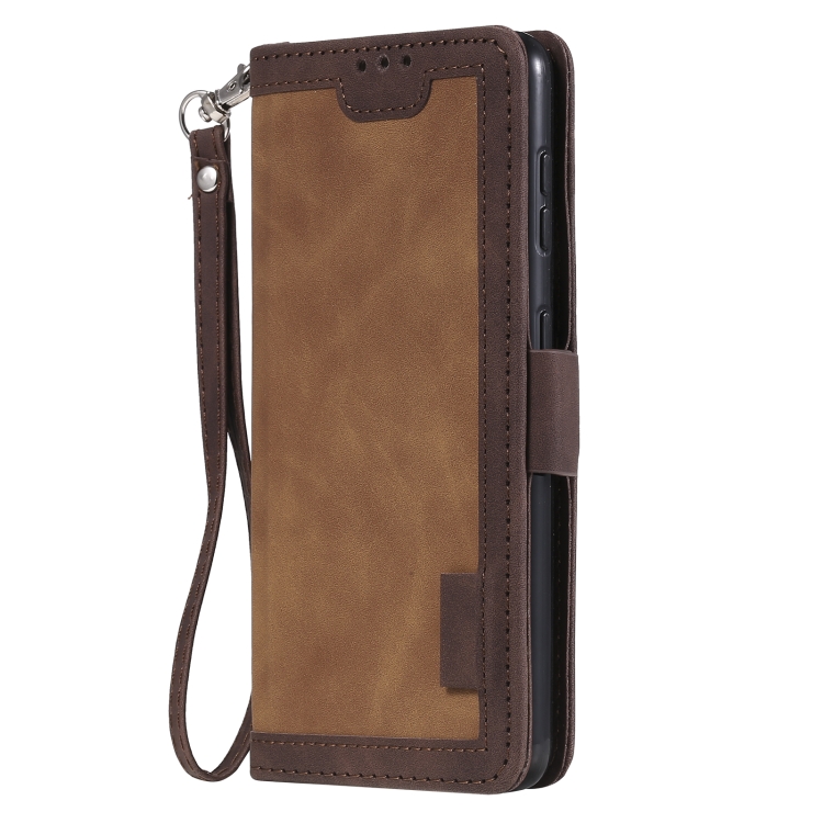 For Samsung Galaxy S21 5G Retro Splicing Horizontal Flip Leather Case with Card Slots & Holder & Wallet(Brown)