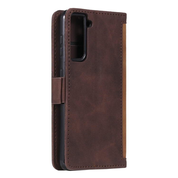 For Samsung Galaxy S21 5G Retro Splicing Horizontal Flip Leather Case with Card Slots & Holder & Wallet(Brown)