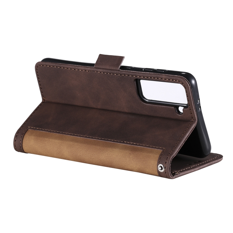 For Samsung Galaxy S21 5G Retro Splicing Horizontal Flip Leather Case with Card Slots & Holder & Wallet(Brown)
