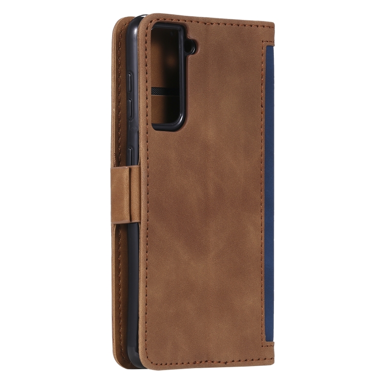 For Samsung Galaxy S21 Ultra 5G Retro Splicing Horizontal Flip Leather Case with Card Slots & Holder & Wallet(Blue) For Samsung Galaxy S21 Ultra 5G Retro Splicing Horizontal Flip Leather Case with Card Slots & Holder & Wallet(Blue)