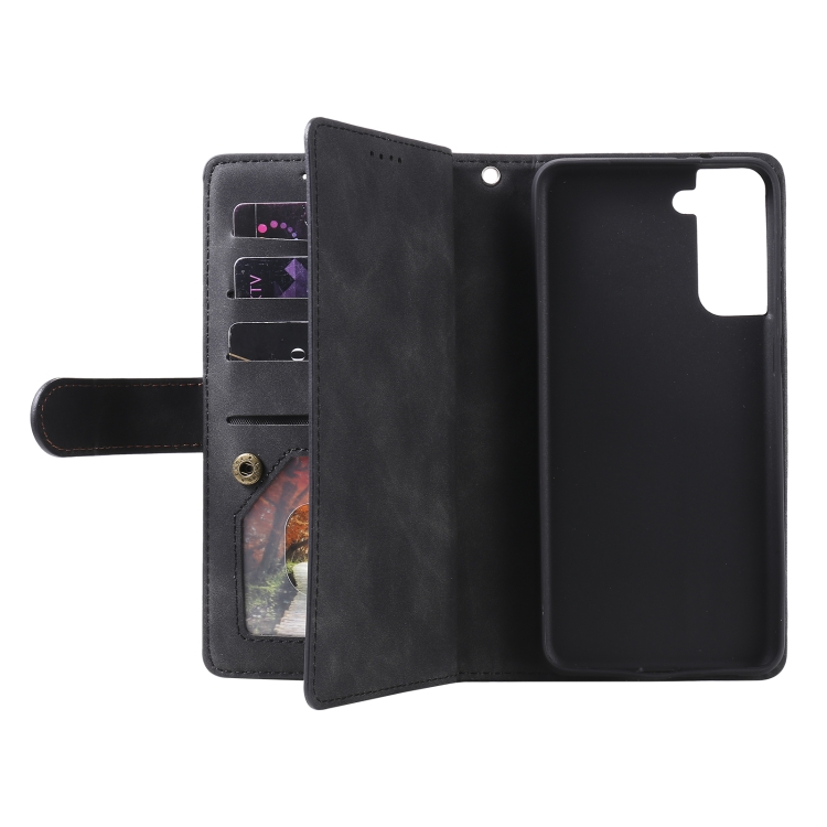 For Samsung Galaxy S21 Ultra 5G Nine Card Zipper Bag Horizontal Flip Leather Case With Holder & Card Slots & Photo Frame & Wallet(Black) For Samsung Galaxy S21 Ultra 5G Nine Card Zipper Bag Horizontal Flip Leather Case With Holder & Card Slots & Photo Frame & Wallet(Black)