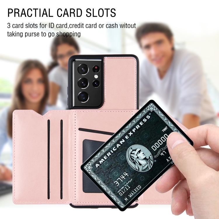 For Samsung Galaxy S21 Ultra 5G Skin Feel PU + TPU + PC Back Cover Shockproof Case with Card Slots & Holder & Photo Frame(Rose Gold) For Samsung Galaxy S21 Ultra 5G Skin Feel PU + TPU + PC Back Cover Shockproof Case with Card Slots & Holder & Photo Frame(Rose Gold)