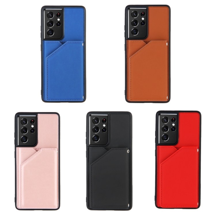 For Samsung Galaxy S21 Ultra 5G Skin Feel PU + TPU + PC Back Cover Shockproof Case with Card Slots & Holder & Photo Frame(Rose Gold) For Samsung Galaxy S21 Ultra 5G Skin Feel PU + TPU + PC Back Cover Shockproof Case with Card Slots & Holder & Photo Frame(Rose Gold)