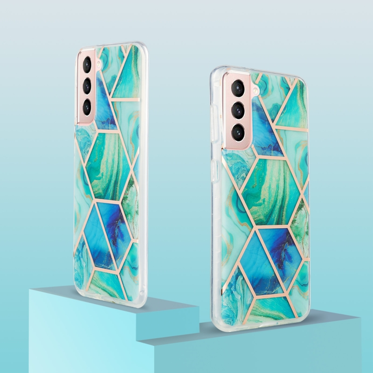 For Samsung Galaxy S21 5G 3D Electroplating Marble Pattern TPU Protective Case(Green) For Samsung Galaxy S21 5G 3D Electroplating Marble Pattern TPU Protective Case(Green)