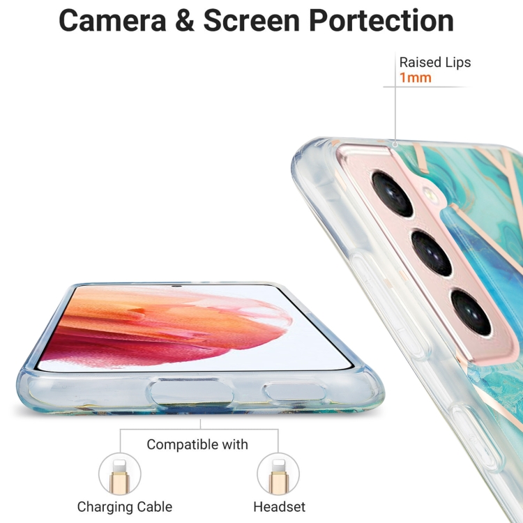 For Samsung Galaxy S21 5G 3D Electroplating Marble Pattern TPU Protective Case(Green) For Samsung Galaxy S21 5G 3D Electroplating Marble Pattern TPU Protective Case(Green)
