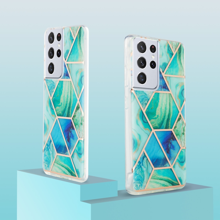 For Samsung Galaxy S21 Ultra 5G 3D Electroplating Marble Pattern TPU Protective Case(Green) For Samsung Galaxy S21 Ultra 5G 3D Electroplating Marble Pattern TPU Protective Case(Green)