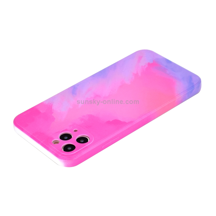 For iPhone 12 mini TPU Straight Edge Watercolor Pattern Protective Case (Turquoise)
