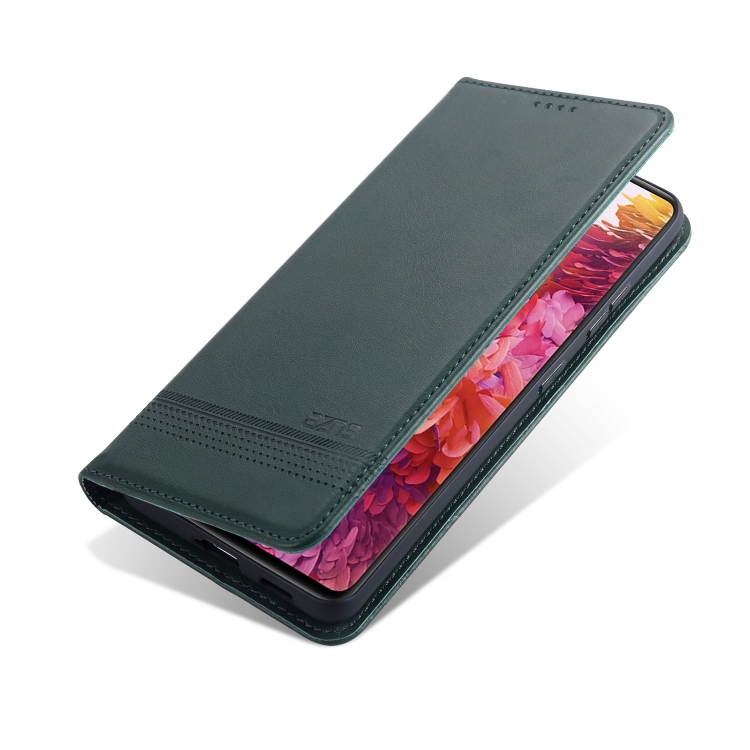 For Samsung Galaxy S21 5G AZNS Magnetic Calf Texture Horizontal Flip Leather Case with Card Slots & Holder & Wallet(Dark Green) For Samsung Galaxy S21 5G AZNS Magnetic Calf Texture Horizontal Flip Leather Case with Card Slots & Holder & Wallet(Dark Green)