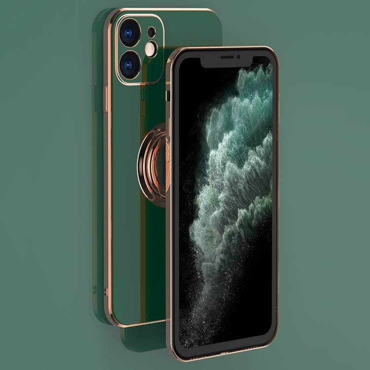 For iPhone 11 6D Electroplating Full Coverage Silicone Protective Case with Magnetic Ring Holder (Dark Green) For iPhone 11 6D Electroplating Full Coverage Silicone Protective Case with Magnetic Ring Holder (Dark Green)