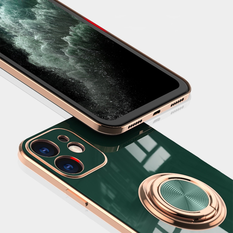 For iPhone 11 6D Electroplating Full Coverage Silicone Protective Case with Magnetic Ring Holder (Dark Green) For iPhone 11 6D Electroplating Full Coverage Silicone Protective Case with Magnetic Ring Holder (Dark Green)