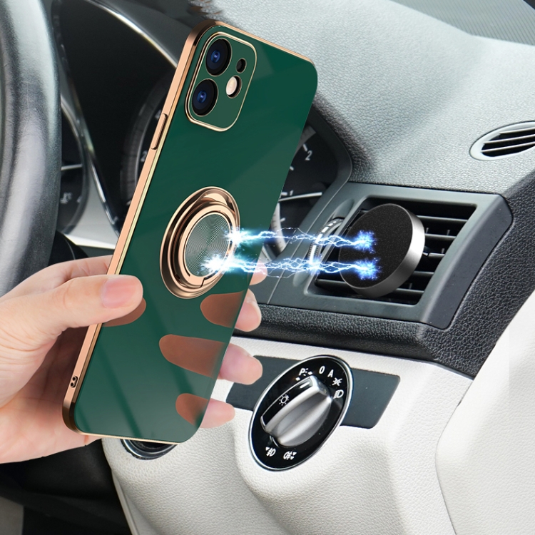 For iPhone 11 6D Electroplating Full Coverage Silicone Protective Case with Magnetic Ring Holder (Dark Green) For iPhone 11 6D Electroplating Full Coverage Silicone Protective Case with Magnetic Ring Holder (Dark Green)