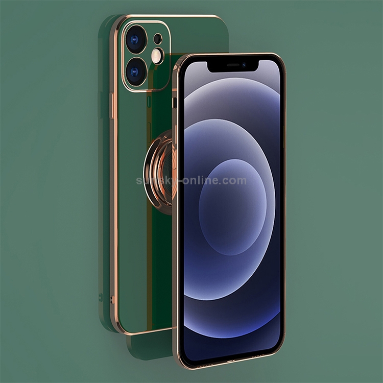 6d Electroplating Full Coverage Silicone Protective Case With Magnetic Ring Holder For Iphone 11 Pro Light Purple