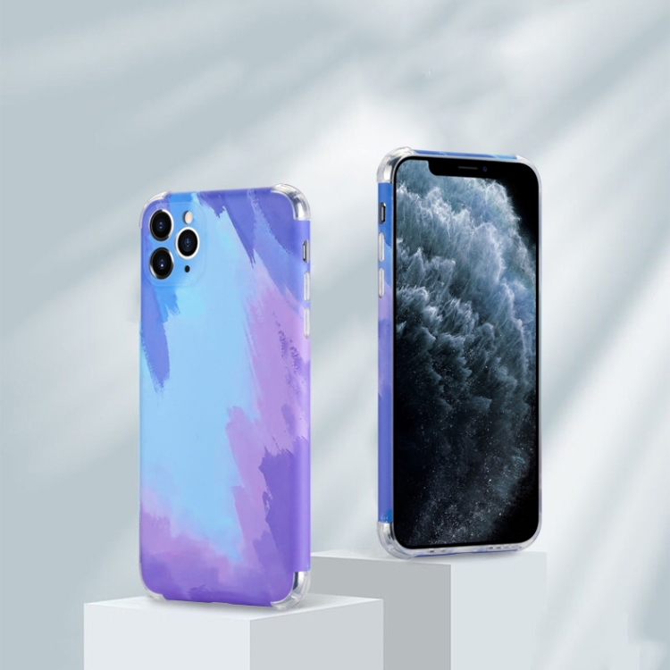 For iPhone 12 Watercolor Series Four-corner Shockproof IMD Protective Case(Turquoise) For iPhone 12 Watercolor Series Four-corner Shockproof IMD Protective Case(Turquoise)
