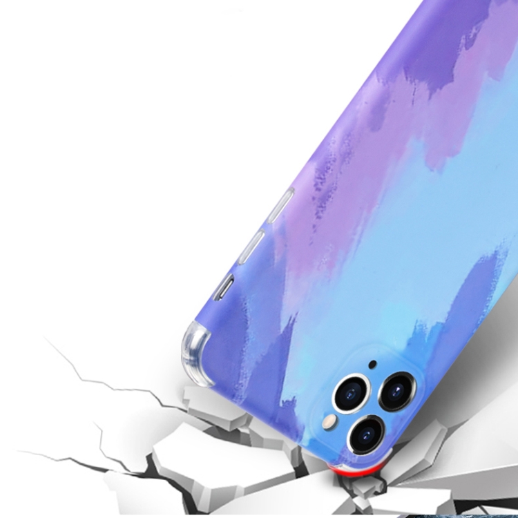 For iPhone 12 Watercolor Series Four-corner Shockproof IMD Protective Case(Turquoise) For iPhone 12 Watercolor Series Four-corner Shockproof IMD Protective Case(Turquoise)