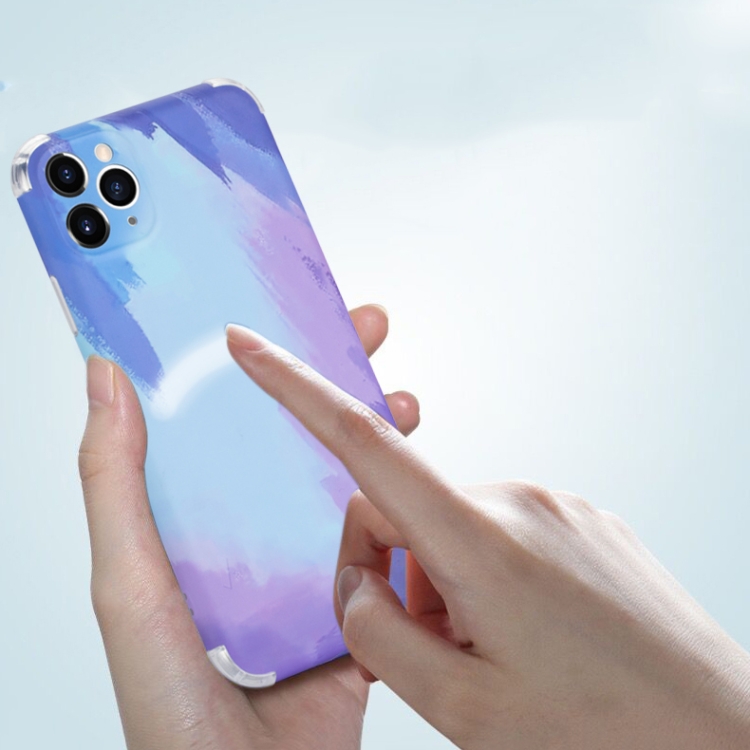 For iPhone 12 Watercolor Series Four-corner Shockproof IMD Protective Case(Turquoise) For iPhone 12 Watercolor Series Four-corner Shockproof IMD Protective Case(Turquoise)