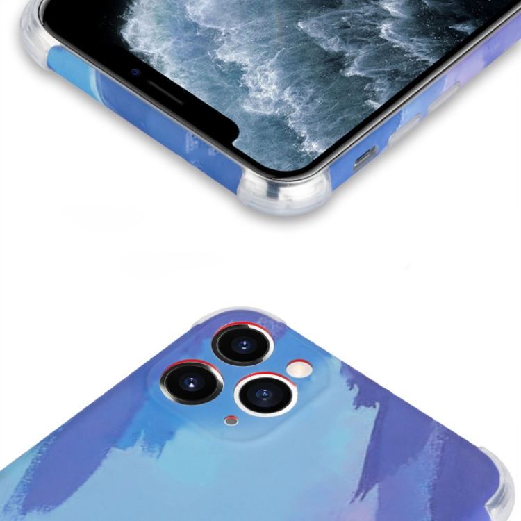 For iPhone 12 Watercolor Series Four-corner Shockproof IMD Protective Case(Turquoise) For iPhone 12 Watercolor Series Four-corner Shockproof IMD Protective Case(Turquoise)