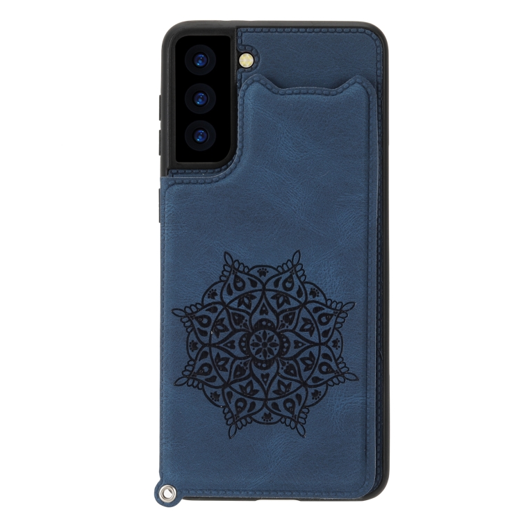 For Samsung Galaxy S21 5G Mandala Embossed PU + TPU Case with Holder & Card Slots & Photo Frame & Strap(Blue) For Samsung Galaxy S21 5G Mandala Embossed PU + TPU Case with Holder & Card Slots & Photo Frame & Strap(Blue)