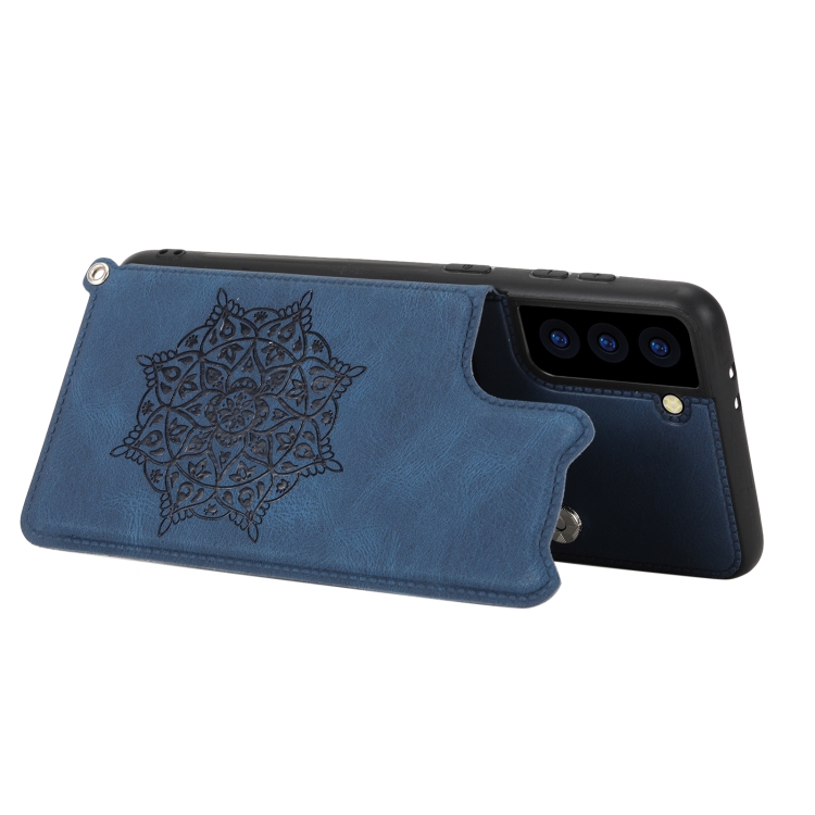 For Samsung Galaxy S21 5G Mandala Embossed PU + TPU Case with Holder & Card Slots & Photo Frame & Strap(Blue) For Samsung Galaxy S21 5G Mandala Embossed PU + TPU Case with Holder & Card Slots & Photo Frame & Strap(Blue)