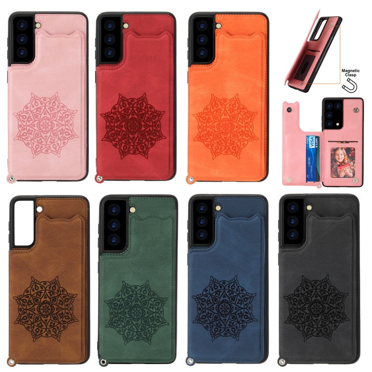 For Samsung Galaxy S21 5G Mandala Embossed PU + TPU Case with Holder & Card Slots & Photo Frame & Strap(Blue) For Samsung Galaxy S21 5G Mandala Embossed PU + TPU Case with Holder & Card Slots & Photo Frame & Strap(Blue)
