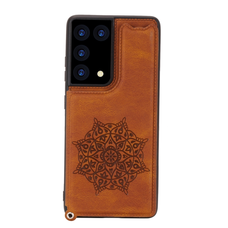 For Samsung Galaxy S21 Ultra 5G Mandala Embossed PU + TPU Case with Holder & Card Slots & Photo Frame & Strap(Brown) For Samsung Galaxy S21 Ultra 5G Mandala Embossed PU + TPU Case with Holder & Card Slots & Photo Frame & Strap(Brown)