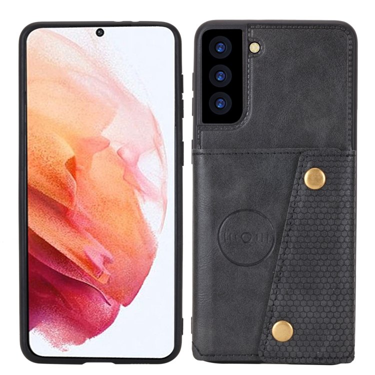 For Samsung Galaxy S21+ 5G Double Buckle PU + TPU Shockproof Magnetic Protective Case with Card Slot & Holder(Black) For Samsung Galaxy S21+ 5G Double Buckle PU + TPU Shockproof Magnetic Protective Case with Card Slot & Holder(Black)