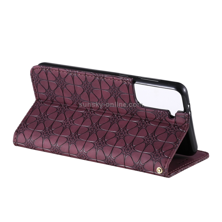 For Samsung Galaxy S21 5G Lucky Flowers Embossing Pattern Magnetic Horizontal Flip Leather Case with Holder & Card Slots(Wine Red) For Samsung Galaxy S21 5G Lucky Flowers Embossing Pattern Magnetic Horizontal Flip Leather Case with Holder & Card Slots(Wine Red)