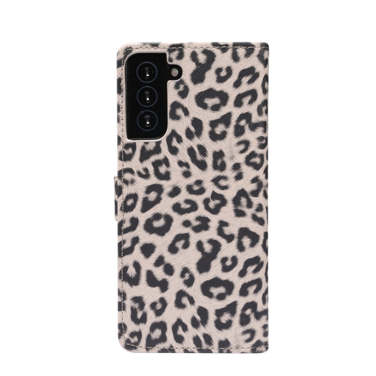 For Samsung Galaxy S21 5G Leopard Pattern Horizontal Flip Leather Case with Holder & Card Slots(Brown)