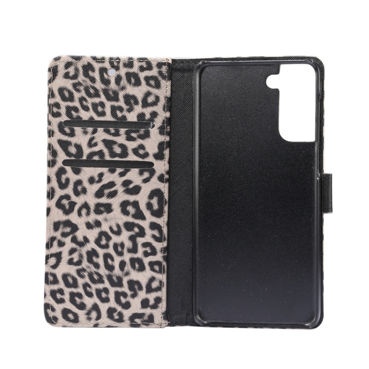 For Samsung Galaxy S21 5G Leopard Pattern Horizontal Flip Leather Case with Holder & Card Slots(Brown)