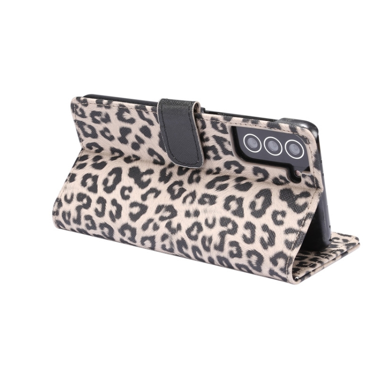 For Samsung Galaxy S21 5G Leopard Pattern Horizontal Flip Leather Case with Holder & Card Slots(Brown)