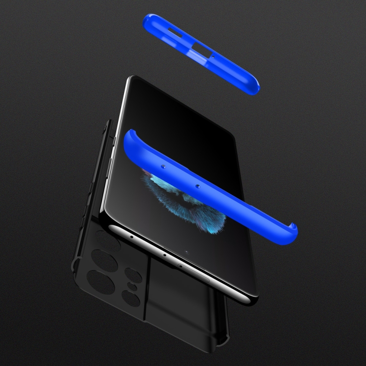 For Samsung Galaxy S21 Ultra 5G GKK Three Stage Splicing Full Coverage PC Case(Black+Blue) For Samsung Galaxy S21 Ultra 5G GKK Three Stage Splicing Full Coverage PC Case(Black+Blue)