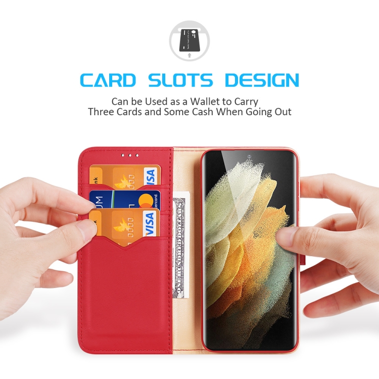 For Samsung Galaxy S21 Ultra 5G DUX DUCIS Hivo Series Cowhide + PU + TPU Leather Horizontal Flip Case with Holder & Card Slots(Red) For Samsung Galaxy S21 Ultra 5G DUX DUCIS Hivo Series Cowhide + PU + TPU Leather Horizontal Flip Case with Holder & Card Slots(Red)