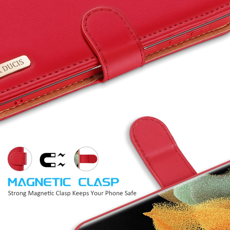 For Samsung Galaxy S21 Ultra 5G DUX DUCIS Hivo Series Cowhide + PU + TPU Leather Horizontal Flip Case with Holder & Card Slots(Red) For Samsung Galaxy S21 Ultra 5G DUX DUCIS Hivo Series Cowhide + PU + TPU Leather Horizontal Flip Case with Holder & Card Slots(Red)
