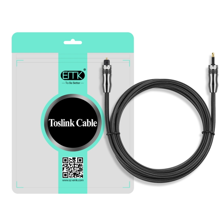 Cable de audio óptico digital EMK OD6.0mm de 3,5 mm Toslink a Mini Toslink, longitud: 1 m - B2