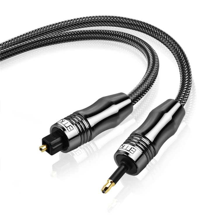 Cable de audio óptico digital EMK OD6.0mm de 3,5 mm Toslink a Mini Toslink, longitud: 1 m - B4