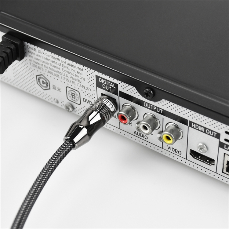 Cable de audio óptico digital EMK OD6.0mm de 3,5 mm Toslink a Mini Toslink, longitud: 1 m - B8