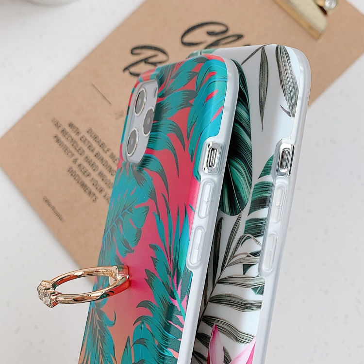 For iPhone 12 Pro Max Shockproof IMD TPU Protective Case with Ring Holder(Red Background Leaves) For iPhone 12 Pro Max Shockproof IMD TPU Protective Case with Ring Holder(Red Background Leaves)