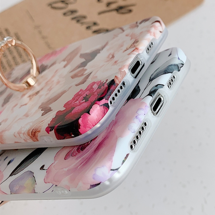 For iPhone 12 Pro Max Shockproof IMD TPU Protective Case with Ring Holder(Retro Flower) For iPhone 12 Pro Max Shockproof IMD TPU Protective Case with Ring Holder(Retro Flower)