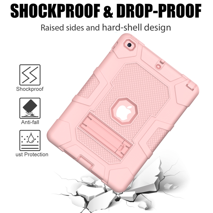 Contrast Color Robot Shockproof Silicone + PC Protective Case with Holder For iPad 9.7 (2018 / 2017)(Rose Gold) Contrast Color Robot Shockproof Silicone + PC Protective Case with Holder For iPad 9.7 (2018 / 2017)(Rose Gold)