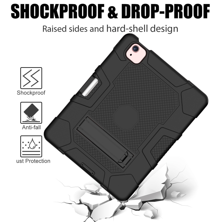 Contrast Color Robot Shockproof Silicone + PC Protective Case with Holder For iPad Air 2022 / 2020 10.9 inch(Black) Contrast Color Robot Shockproof Silicone + PC Protective Case with Holder For iPad Air 2022 / 2020 10.9 inch(Black)