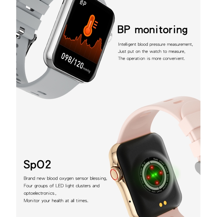 D06 Reloj inteligente a prueba de agua con pantalla a color IPS de 1,6 pulgadas IP67, compatible con monitorización deportiva / monitorización del sueño / monitorización del ritmo cardíaco (dorado) - B11