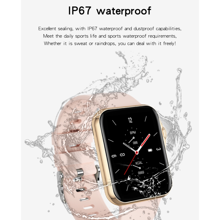 D06 Reloj inteligente a prueba de agua con pantalla a color IPS de 1,6 pulgadas IP67, compatible con monitorización deportiva / monitorización del sueño / monitorización del ritmo cardíaco (dorado) - B16
