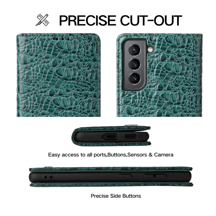 For Samsung Galaxy S21 Ultra 5G Fierre Shann Crocodile Texture Magnetic Horizontal Flip Genuine Leather Case with Holder & Card Slot(Green) For Samsung Galaxy S21 Ultra 5G Fierre Shann Crocodile Texture Magnetic Horizontal Flip Genuine Leather Case with Holder & Card Slot(Green)