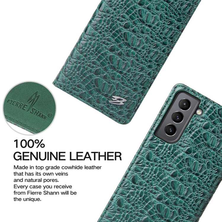 For Samsung Galaxy S21 Ultra 5G Fierre Shann Crocodile Texture Magnetic Horizontal Flip Genuine Leather Case with Holder & Card Slot(Green) For Samsung Galaxy S21 Ultra 5G Fierre Shann Crocodile Texture Magnetic Horizontal Flip Genuine Leather Case with Holder & Card Slot(Green)